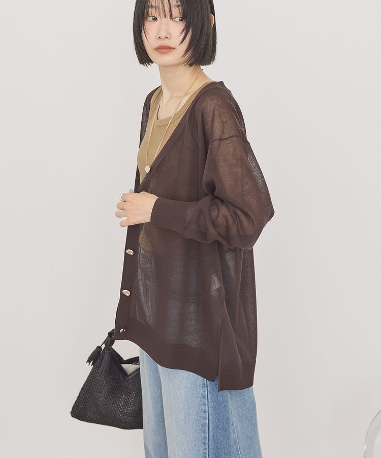 AMERICAN HOLIC「メタルボタンシアーVネックカーディガン」|カーディガン|