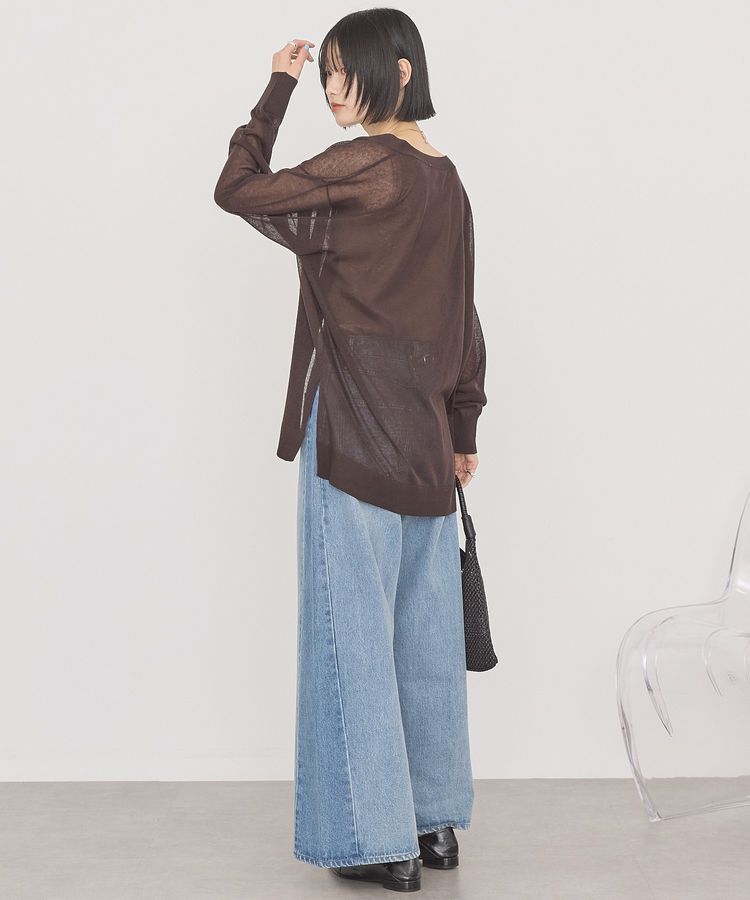 AMERICAN HOLIC「メタルボタンシアーVネックカーディガン」|カーディガン|