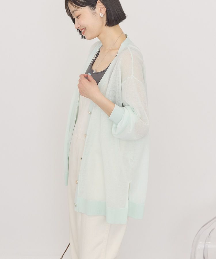 AMERICAN HOLIC「メタルボタンシアーVネックカーディガン」|カーディガン|