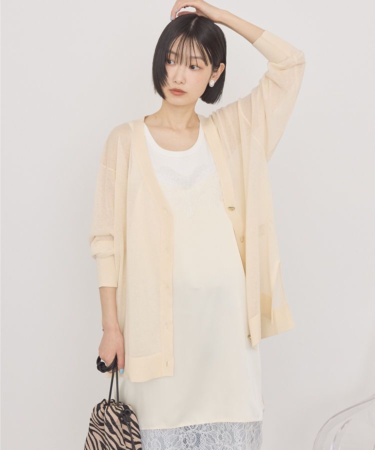 AMERICAN HOLIC「メタルボタンシアーVネックカーディガン」|カーディガン|