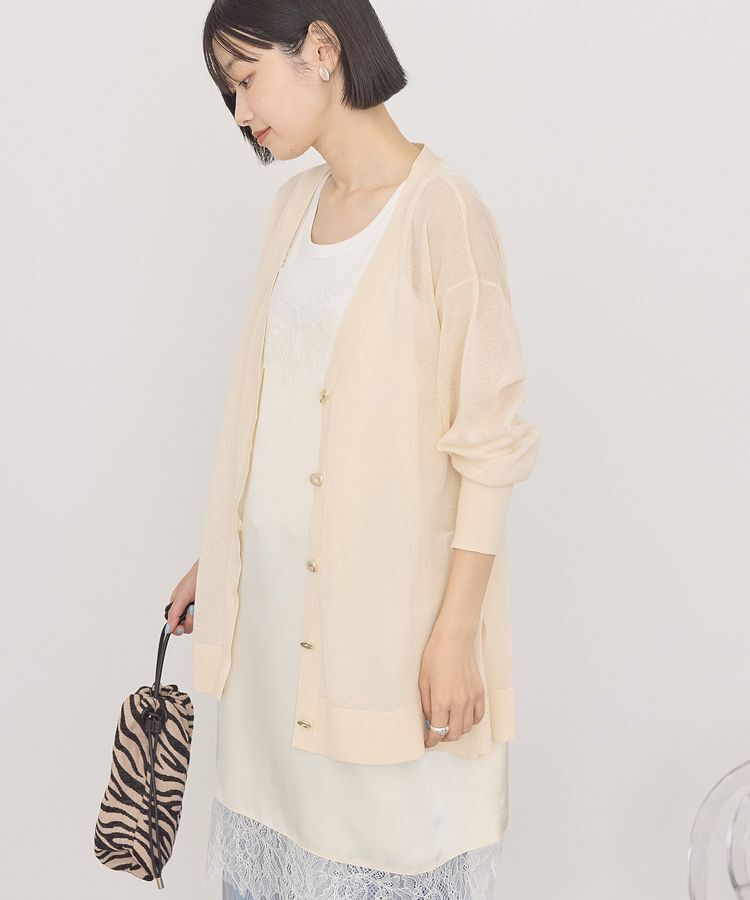 AMERICAN HOLIC「メタルボタンシアーVネックカーディガン」|カーディガン|