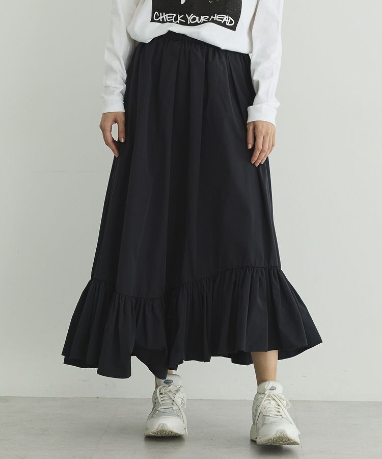 GARAGE OF GOOD CLOTHING「【日本製】ムジブロード裾フリルスカート」|フレア|