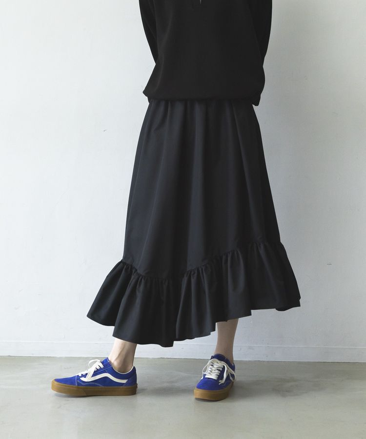 GARAGE OF GOOD CLOTHING「【日本製】ムジブロード裾フリルスカート」|フレア|