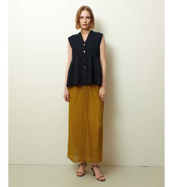 allureville「ルミナスプリントドレープスカート」|タイト|