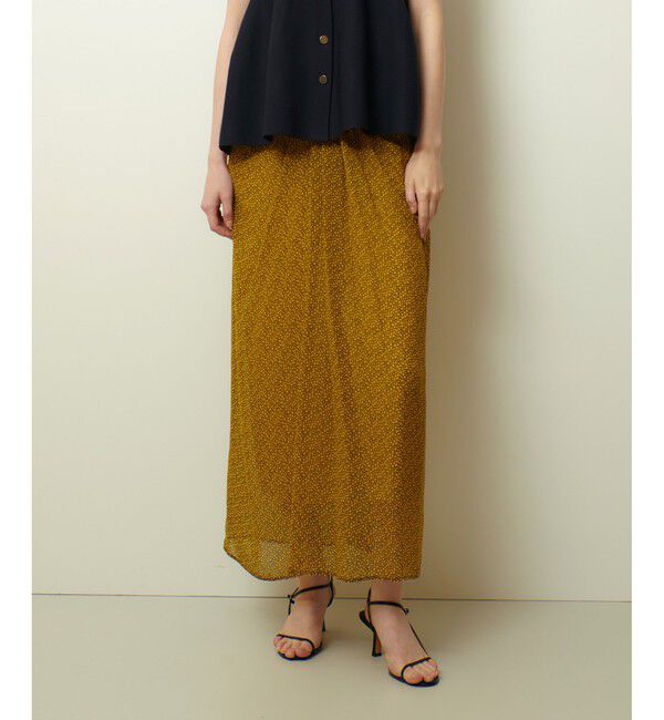 allureville「ルミナスプリントドレープスカート」|タイト|