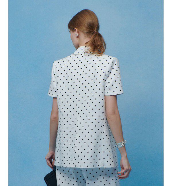 LOULOU WILLOUGHBY「【LOULOU WILLOUGHBY】リネン混ドットハーフスリーブジャケット」|テーラードジャケット|