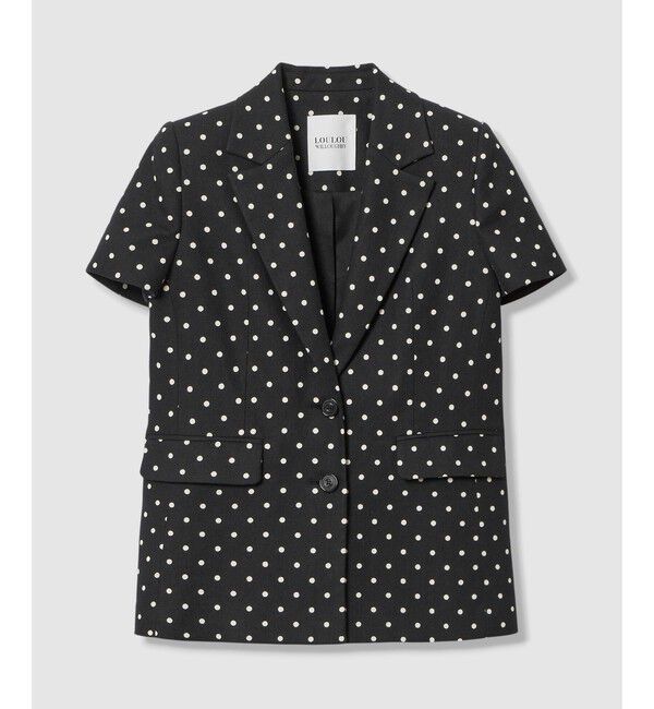 LOULOU WILLOUGHBY「【LOULOU WILLOUGHBY】リネン混ドットハーフスリーブジャケット」|テーラードジャケット|