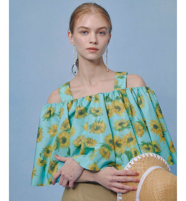 LOULOU WILLOUGHBY「WEB 一部店舗限定【LOULOU WILLOUGHBY】サンフラワープリントブラウス」|シャツ・ブラウス|