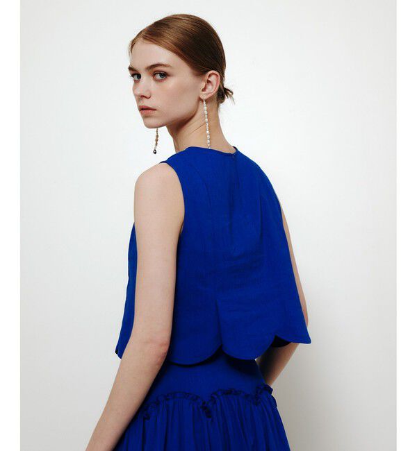 LOULOU WILLOUGHBY「【LOULOU WILLOUGHBY】コットンリネンスカラップヘムブラウス」|シャツ・ブラウス|