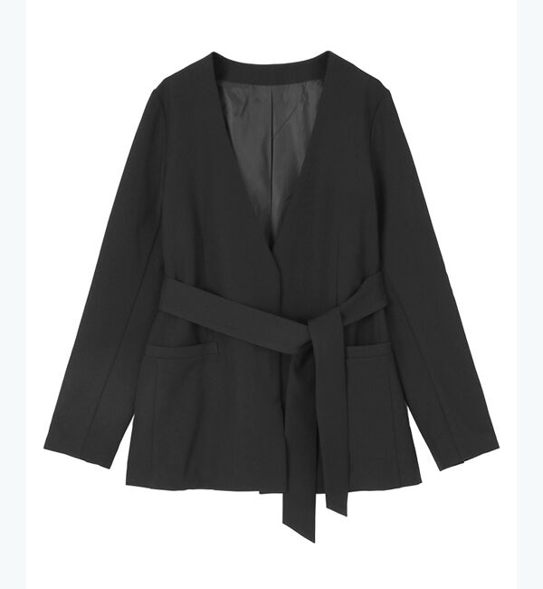 ur's「ベルト付ノーカラージャケット」|ノーカラージャケット|