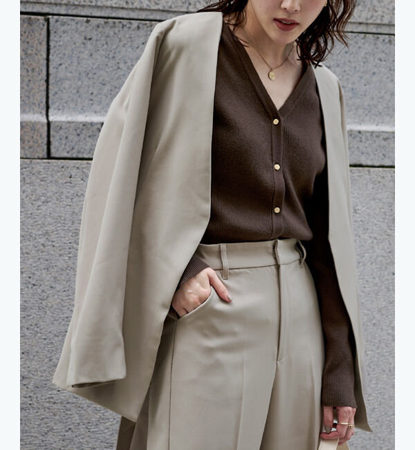 ur's「ベルト付ノーカラージャケット」|ノーカラージャケット|