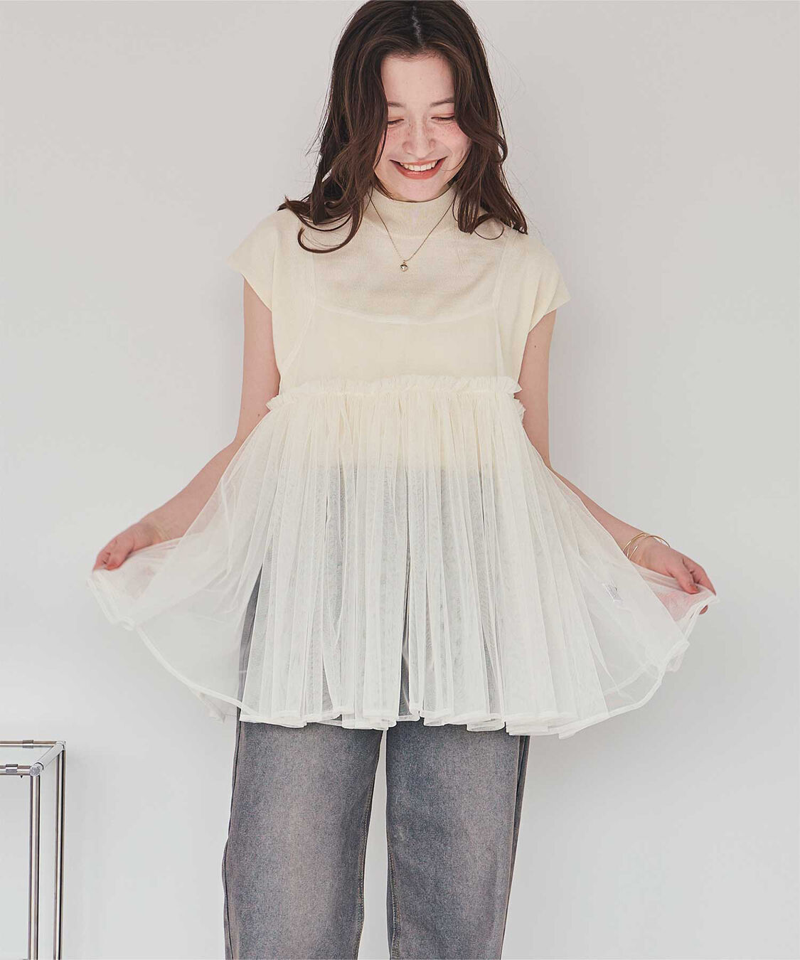 titivate「ボリュームチュールキャミソールトップス」|キャミソール|