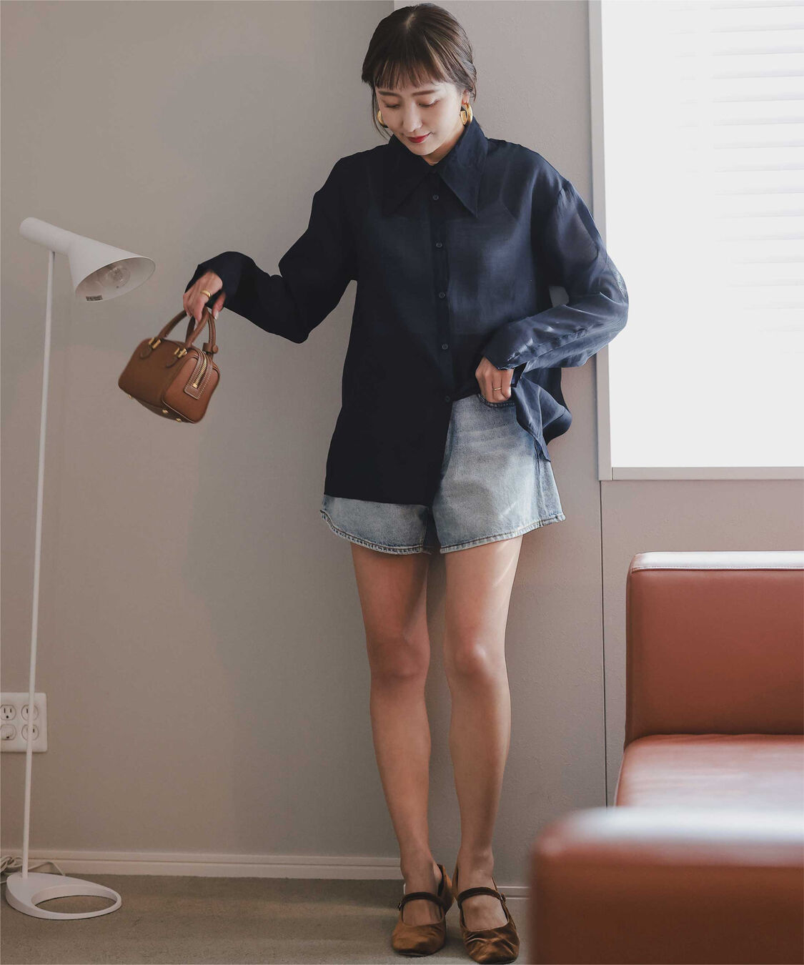 titivate「【さやかさんS/Sコラボ】デザイン襟シアーシャツ」|シャツ・ブラウス|