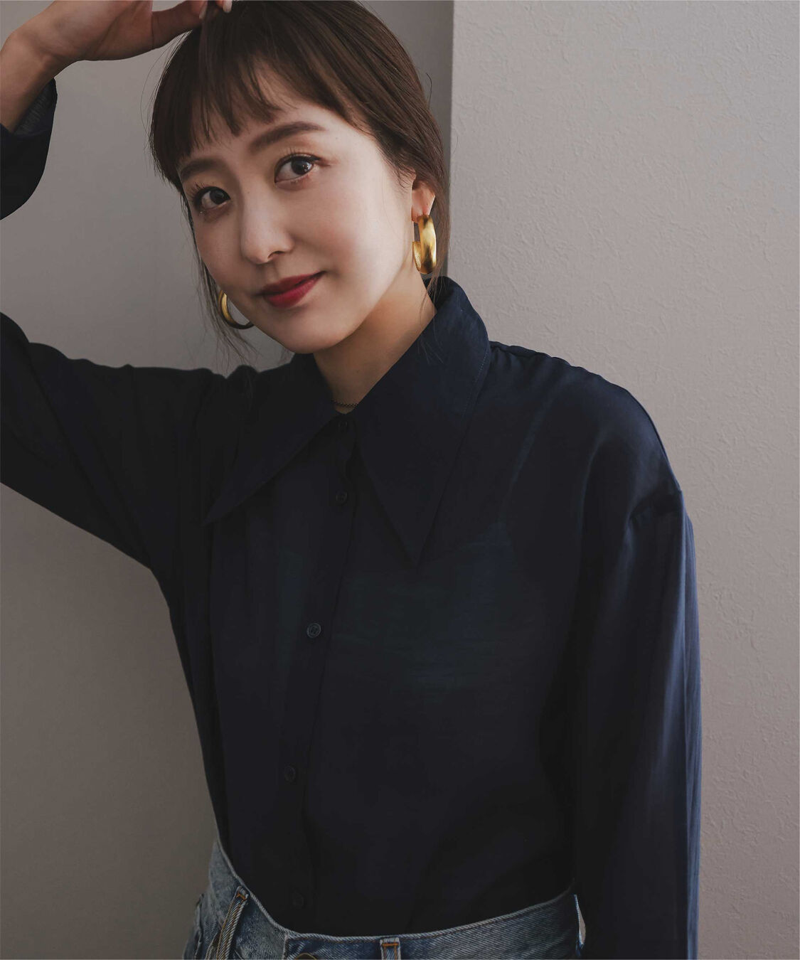 titivate「【さやかさんS/Sコラボ】デザイン襟シアーシャツ」|シャツ・ブラウス|