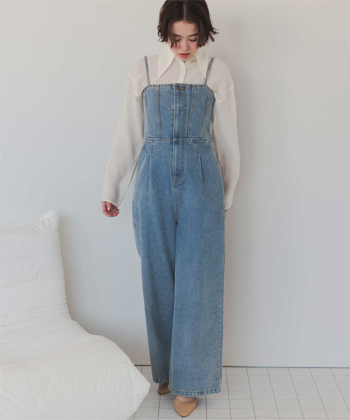 titivate「【さやかさんS/Sコラボ】デザイン襟シアーシャツ」|シャツ・ブラウス|