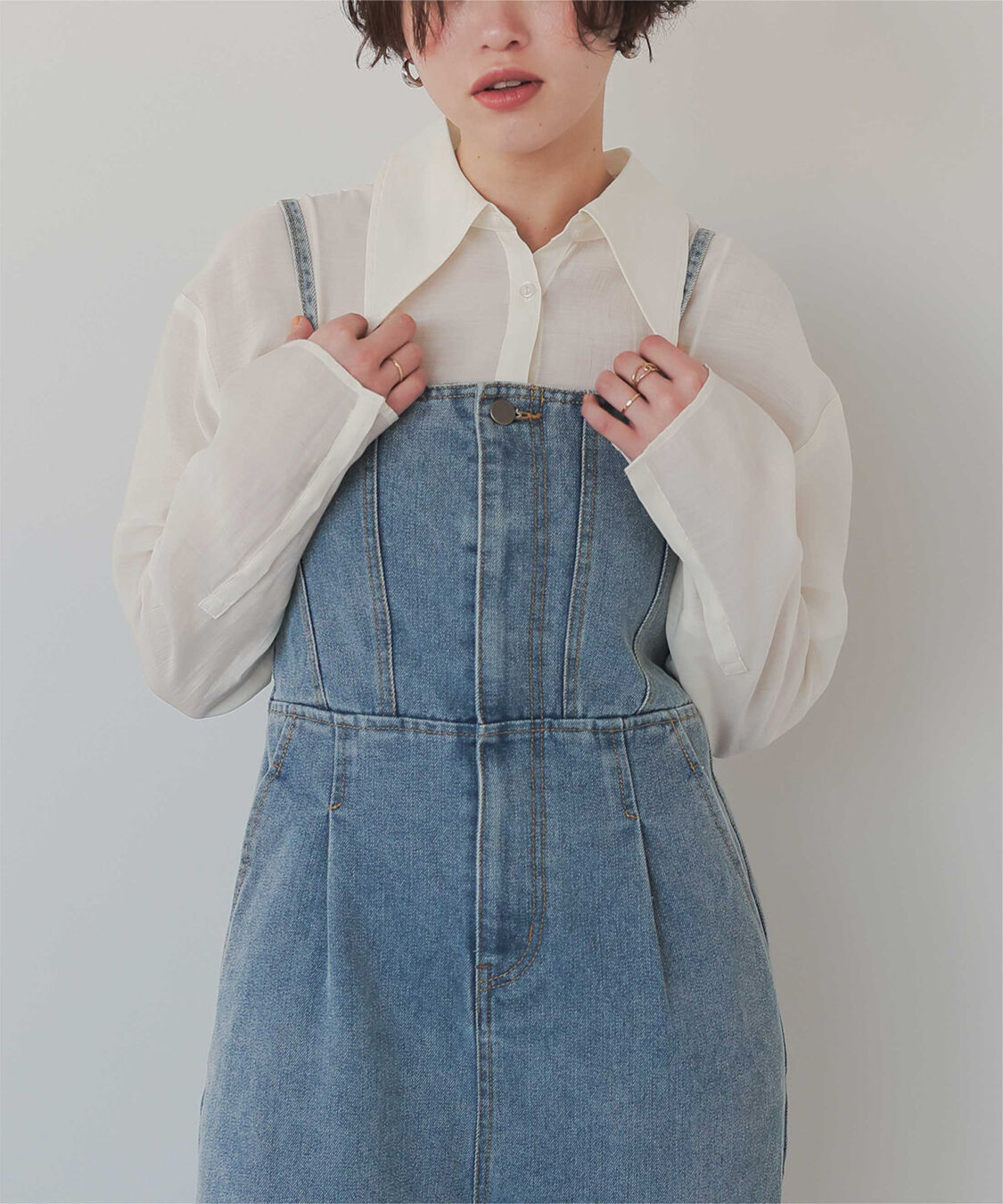 titivate「【さやかさんS/Sコラボ】デザイン襟シアーシャツ」|シャツ・ブラウス|