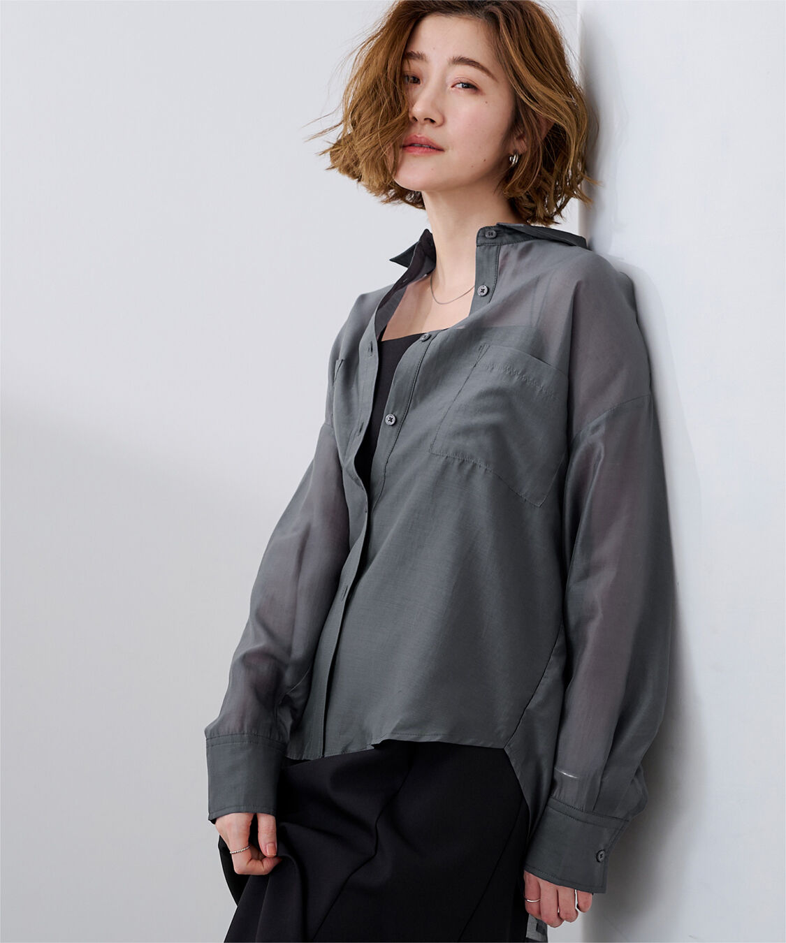 ur's「ダブルポケットシアーシャツ」|シャツ・ブラウス|チャコール