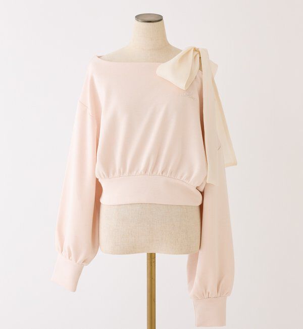  「肩リボン刺繍入りラメトップス」|プルオーバー|