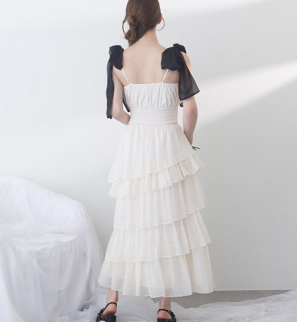  「肩リボンティアードキャミワンピ」|ワンピース|