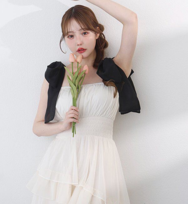  「肩リボンティアードキャミワンピ」|ワンピース|