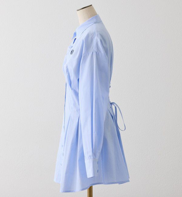  「【マイナス5キロ見え】レースアップシャツチュニック」|シャツ・ブラウス|