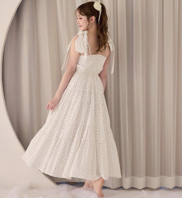  「【肩リボン取り外し可能】カーディガンセット２枚セットワンピ」|ワンピース|