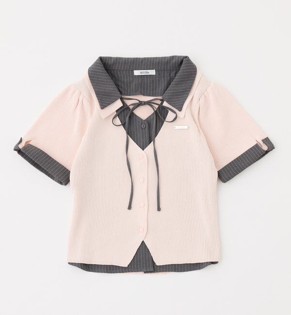  「シャツドッキング半袖ニット」|ニット・セーター|