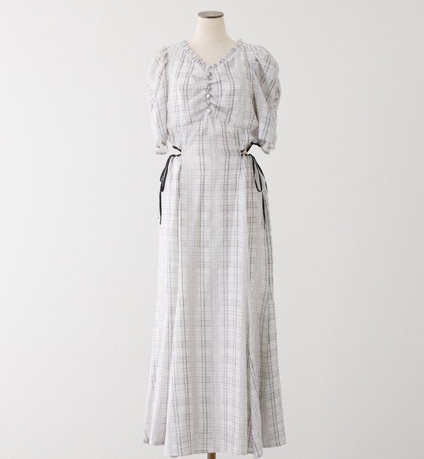  「【LouLoumei】サイドカットデザインチェックワンピース」|その他|