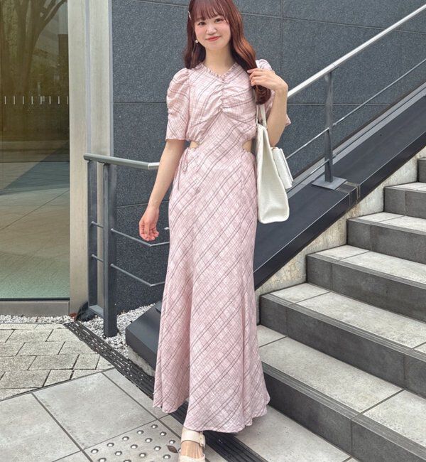  「【LouLoumei】サイドカットデザインチェックワンピース」|その他|