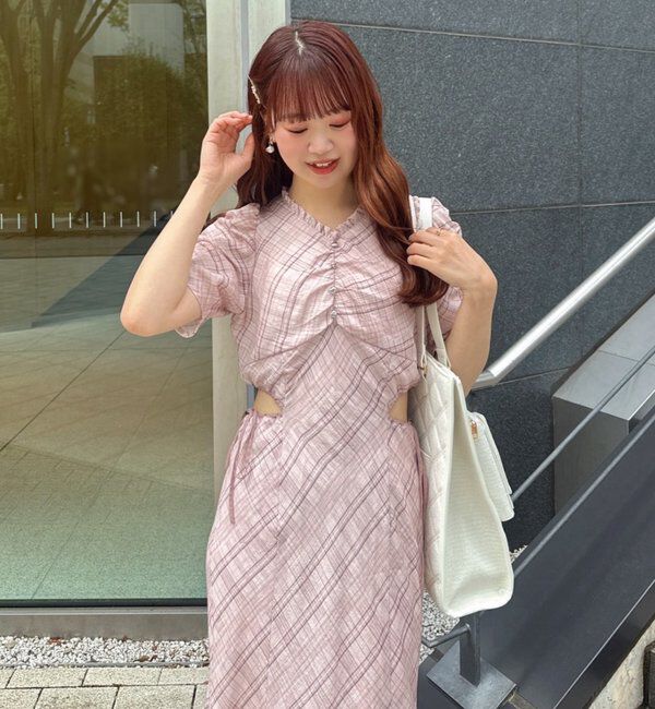  「【LouLoumei】サイドカットデザインチェックワンピース」|その他|