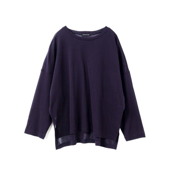 mizuiro ind「mizuiro ind メッシュロングスリーブワイドT」|Tシャツ・カットソー|ネイビー