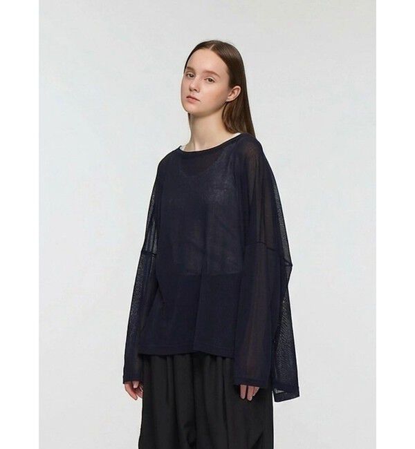 mizuiro ind「mizuiro ind メッシュロングスリーブワイドT」|Tシャツ・カットソー|