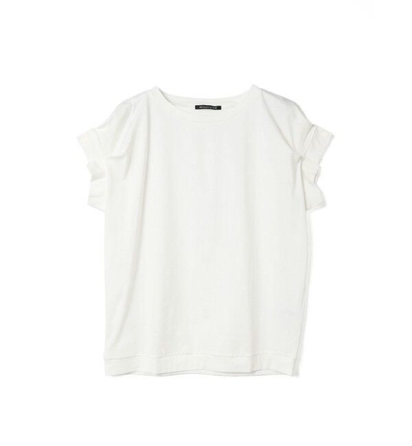 mizuiro ind「mizuiro ind フリルスリーブクルーネックプルオーバー」|Tシャツ・カットソー|オフホワイト