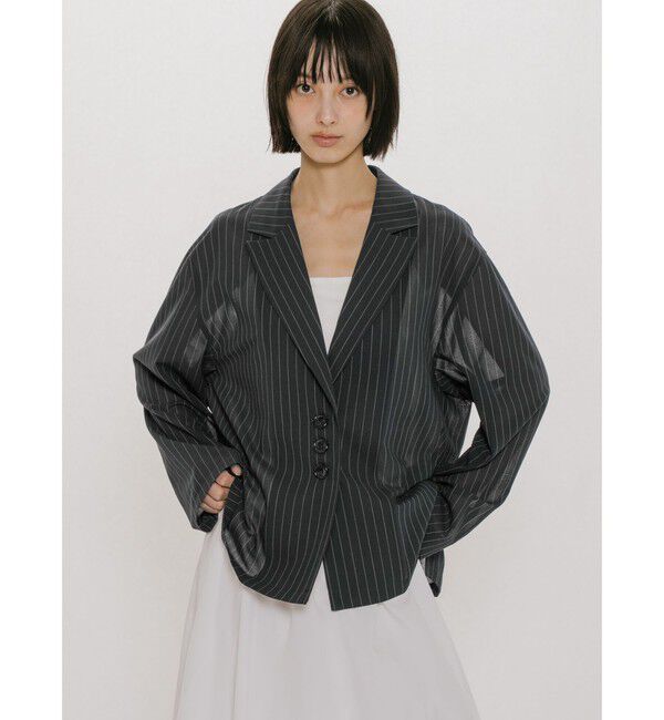 MIDIUMISOLID「MIDIUMISOLID for Ladies シアーテーラードシャツジャケット」|テーラードジャケット|