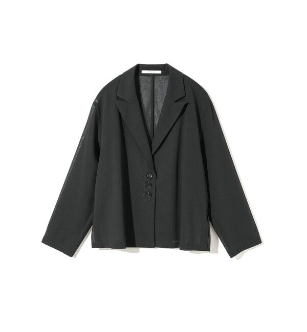 MIDIUMISOLID「MIDIUMISOLID for Ladies シアーテーラードシャツジャケット」|テーラードジャケット|ブラック
