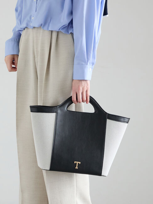 Te chichi「Tメタルキャンバスエコレザーコンビトートバッグ」|その他|ブラック