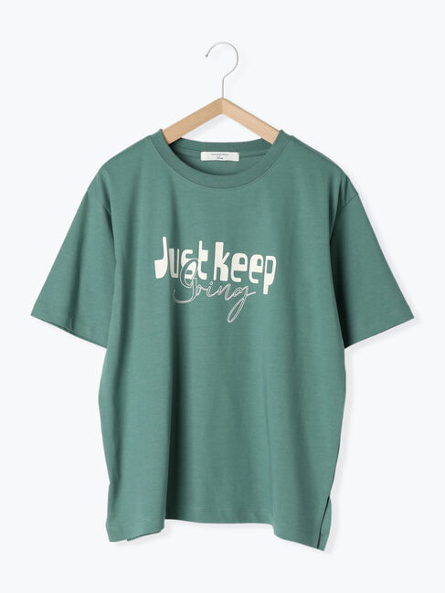 Samansa Mos2 blue「【接触冷感】ロゴプリントTシャツ」|Tシャツ・カットソー|