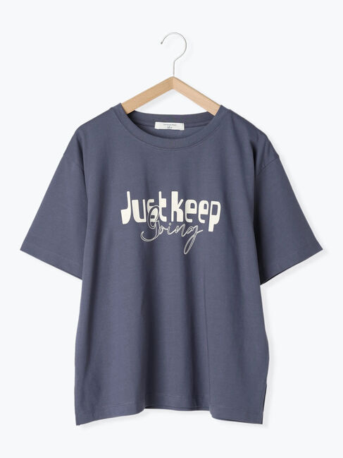 Samansa Mos2 blue「【接触冷感】ロゴプリントTシャツ」|Tシャツ・カットソー|