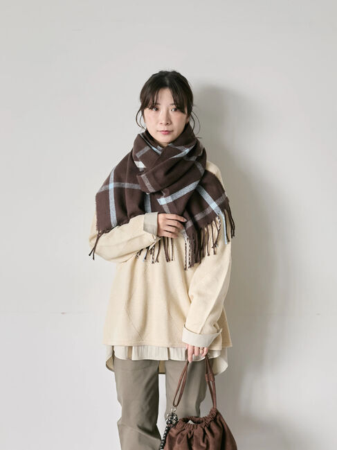 Samansa Mos2 blue「チェックマフラー」|その他|