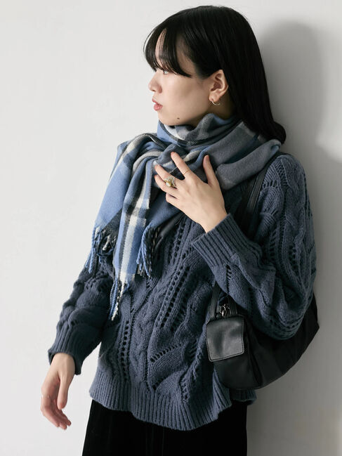 Samansa Mos2 blue「チェックマフラー」|その他|