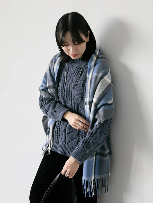 Samansa Mos2 blue「チェックマフラー」|その他|