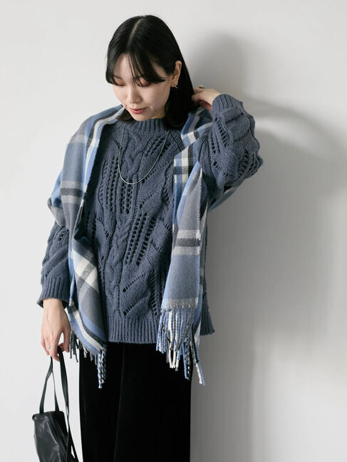 Samansa Mos2 blue「チェックマフラー」|その他|