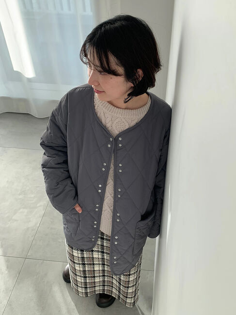 Samansa Mos2 blue「キルトミドルコート」|その他|