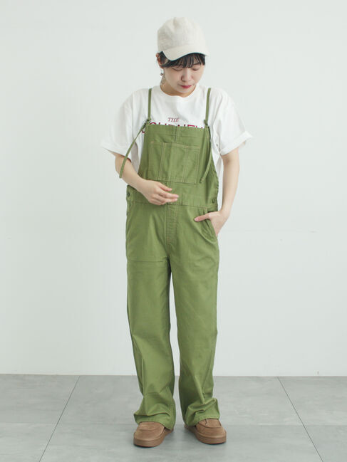 Samansa Mos2「配色ステッチサロペット」|その他|カーキ