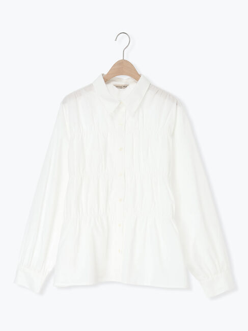 Samansa Mos2「シャーリングシャツ」|シャツ・ブラウス|オフホワイト
