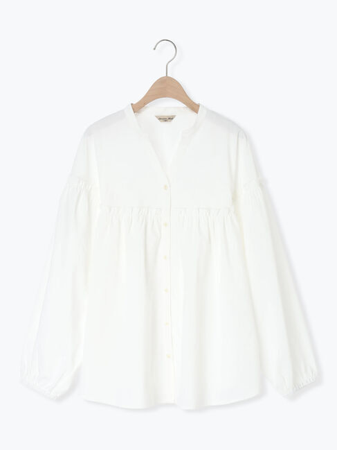 Samansa Mos2「【多機能】フリル切替スキッパーシャツ」|シャツ・ブラウス|オフホワイト