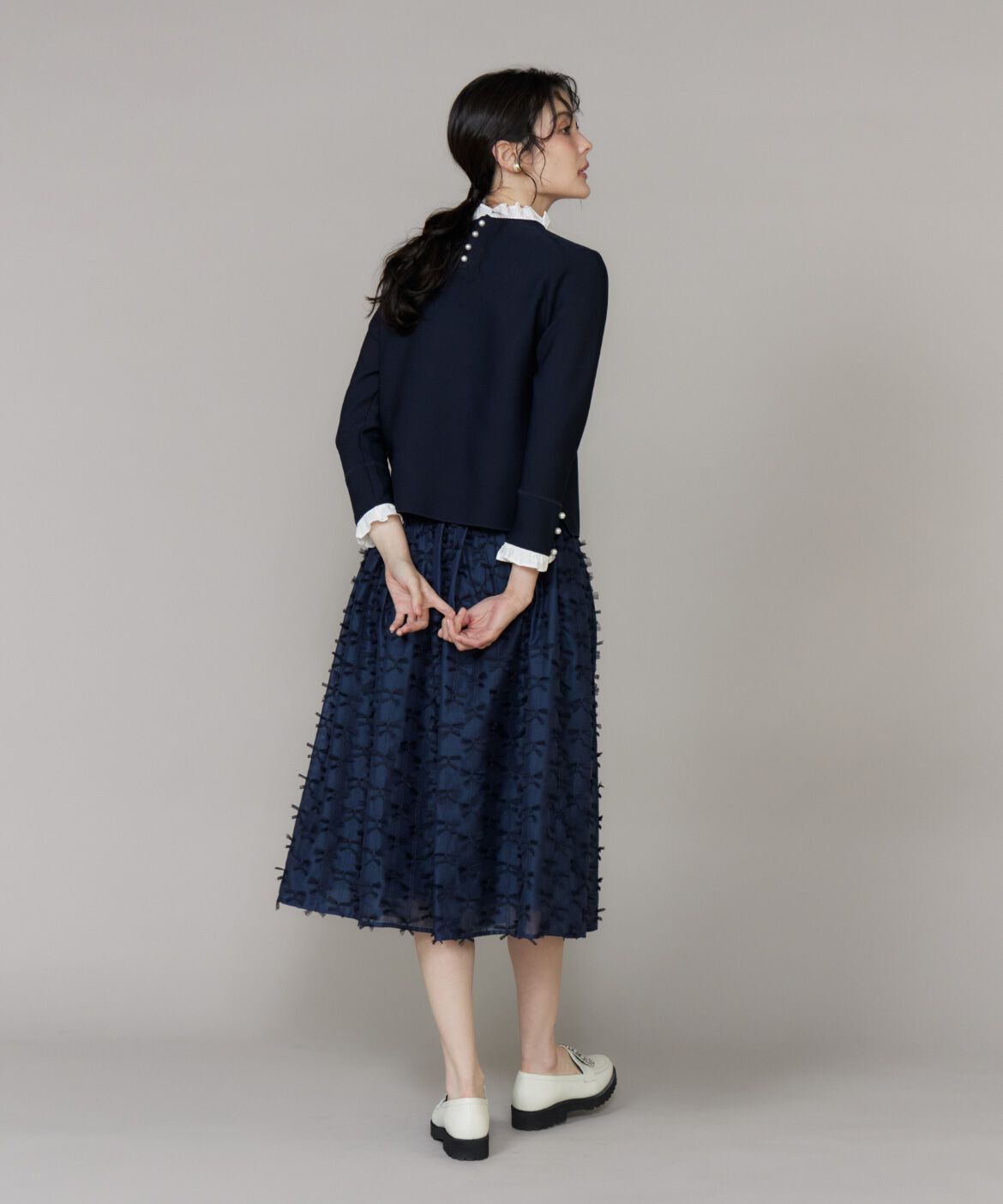 Maglie le cassetto「チュールリボン刺繍スカート」|フレア|