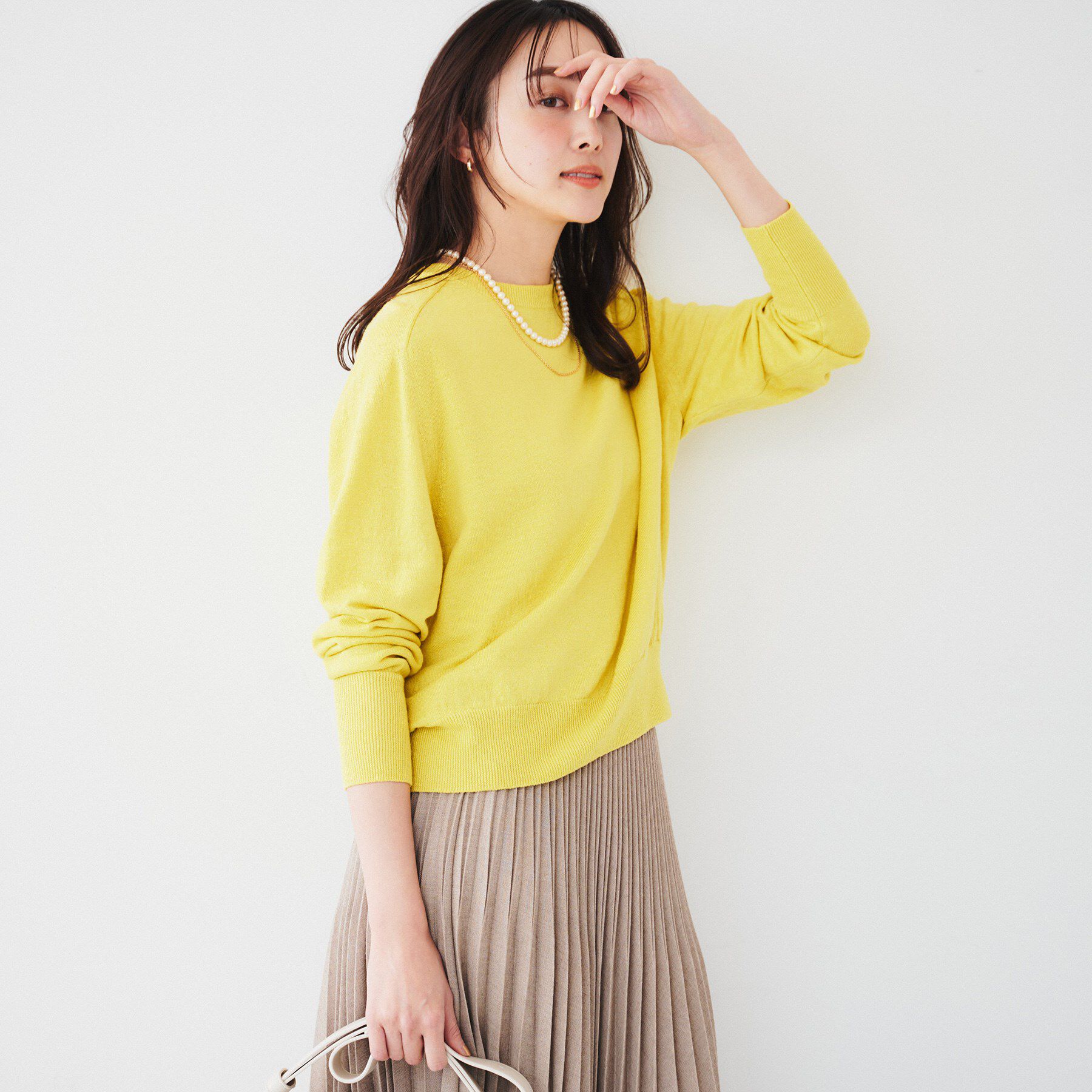 UNTITLED「【アンサンブル可能/洗える】リネン混ベーシックニット」|ニット・セーター|