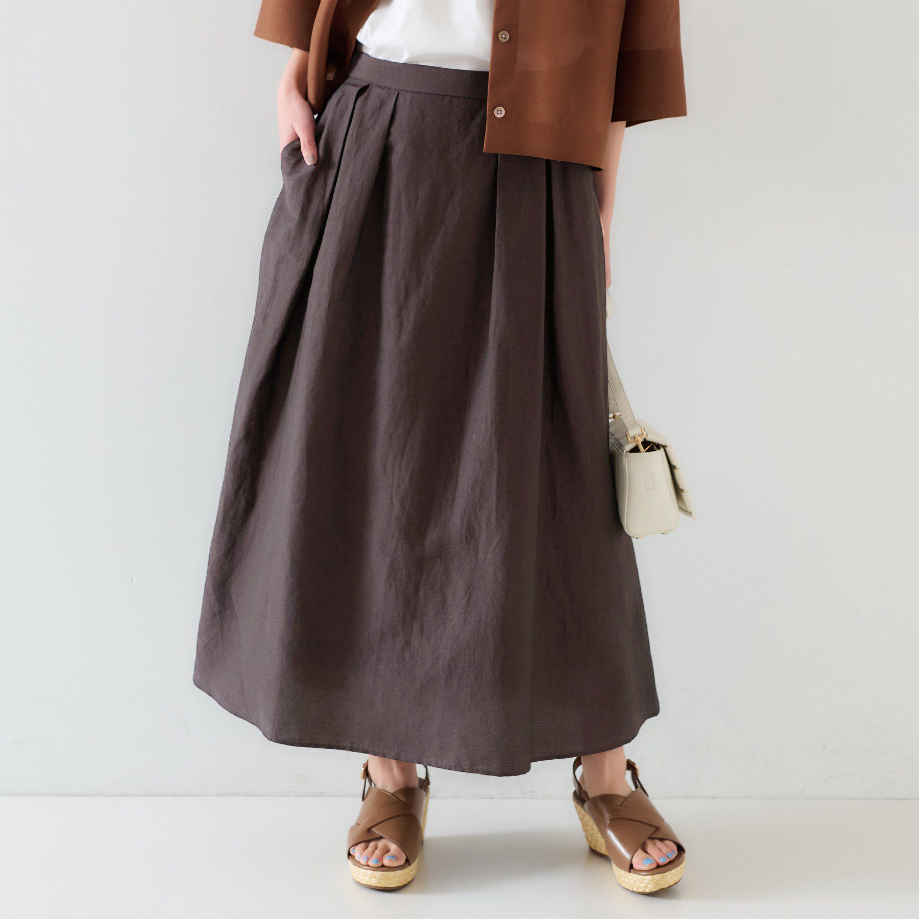 UNTITLED「【セットアップ可能/手洗い可】リネン混フレアスカート」|スカート|