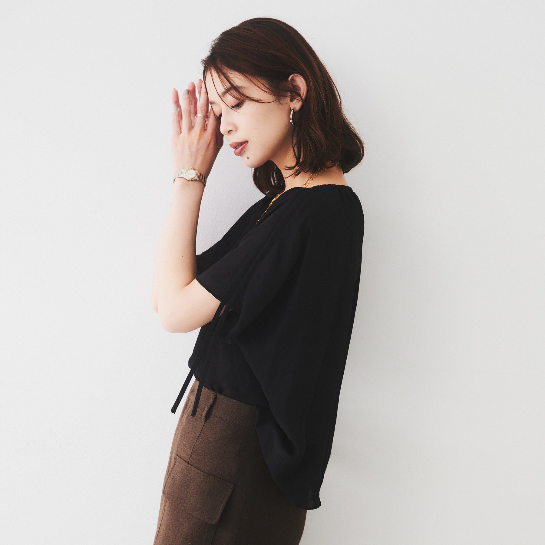 UNTITLED「【シアー/2WAY】肩ドロストドルマンブラウス」|シャツ・ブラウス|